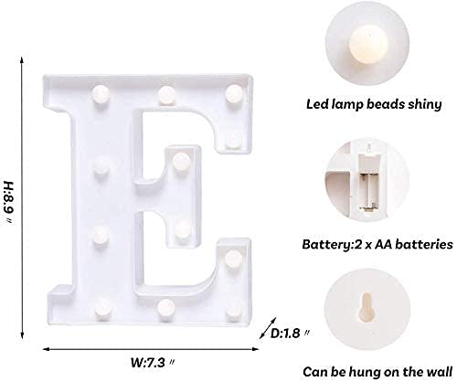 Image of Marquee E Alphabet Shaped LED Light Lamp for Decoration Decore Walls Hanging Birthday Party Wedding (E)