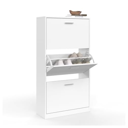 IDMarket - Meuble à chaussures 18 paires KLARK 3 portes blanc