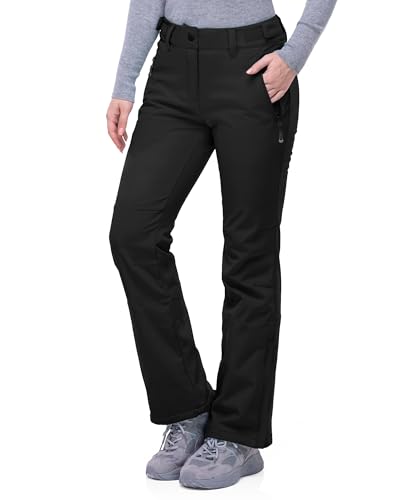 33,000ft Women's Softshell Snow Pants Waterproof Warm Ski pants Insulated Ripstop Snowboard Winter Pants Black