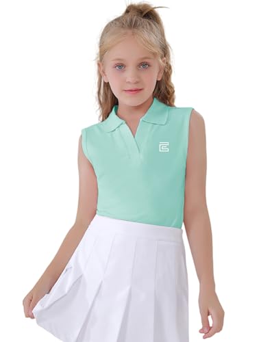 Image of EXARUS Girls Golf Polo Tennis Shirts Sleeveless Kids V-Neck Tank Tops