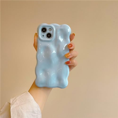Coque iPhone 13 Pro vagues bleu brillant en silicone souple antichoc