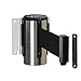 Montour Line WM115 Wall Mounted Retractable Belt Barrier with Standard Belt End, Fixed Mount, Polished Stainless Steel Casing (13 ft Black Belt)