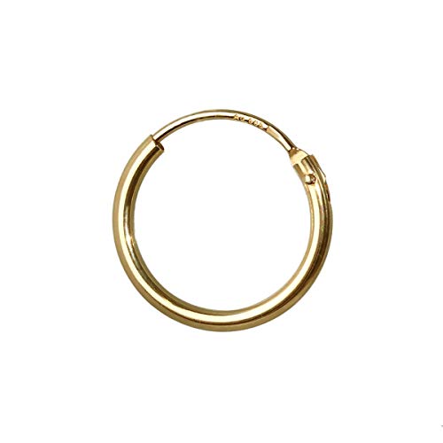 NKlaus 585 or véritable 14 carats simple créole pliable HOMME boucles d'oreilles boucles d'oreilles pendentif 11 mm 1753