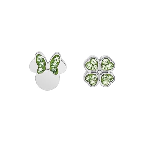 Orecchini Disney Minnie Mouse e Trifoglio, Argento Sterling per Bambini e Ragazze, Gioielli Disney