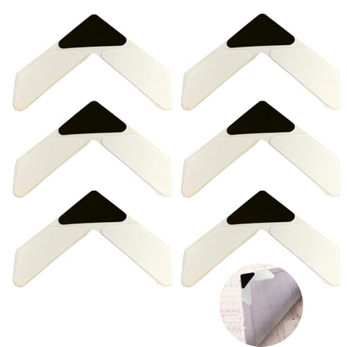 Rug Grippers - Anti Curl Corner Grippers for Carpet, Laminate, Wooden, and Tiled Floors, 6 Pack Non-Slip Rug Pad Grippers, Carpet Stickers for Rugs, Rug Gripper for Carpeted and Laminate Floor