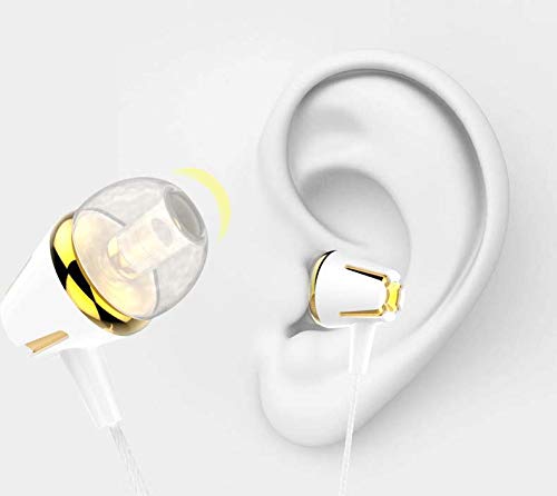 Auriculares de diseño para Sony Xperia 1 II Smartphone con Micro Reglage Kit Mano Libre Auriculares Universal Jack (Oro)