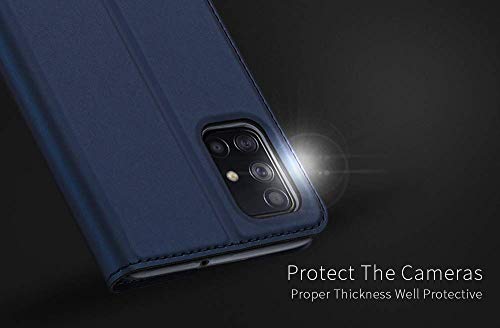 Image of Helix Dustproof Magnetic Vintage Series Wallet Flip for Samsung Galaxy A71 SM-A715F /DSN - Blue