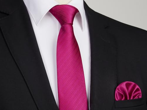 Image of HISDERN Mens Ties Set Stripe Plaid Ties for Men and Pocket Square Cufflinks Formal Silk Necktie Wedding Business