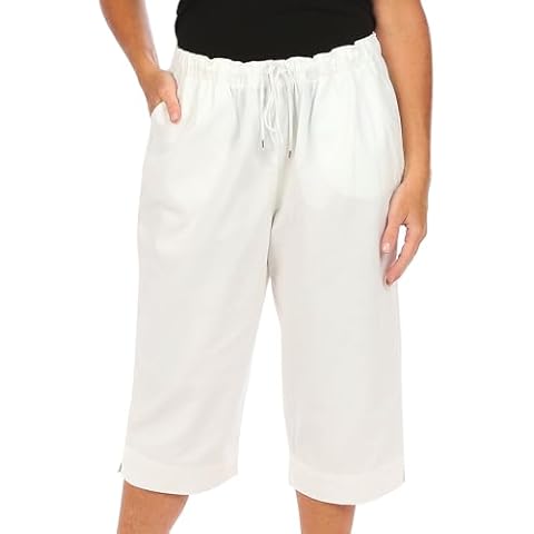 Coral Bay Petite Drawstring Twill Capris Pants Large Petite White Cover