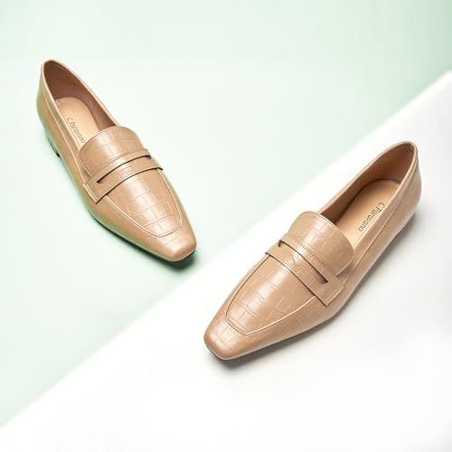Image of C.Paravano Loafer Women Penny Loafers Flat Shoes for Women Slip On Shoes Crocodile-Embossed