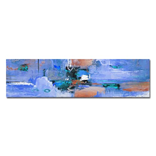 Impression Sur Toile Bleu et Bloc Couleur 20x70cm Bannières Abstraite Moderne Sans Cadre