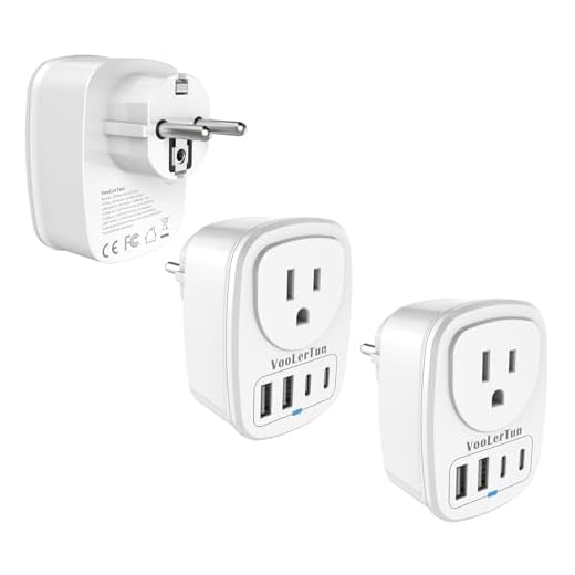 VooLerTun Type E F Travel Adapter, European Travel Plug Adapter with USB Outlet Charger 2 Pack, US Outlet Adapter Power Converter for EU German International Cruise Travel Essential