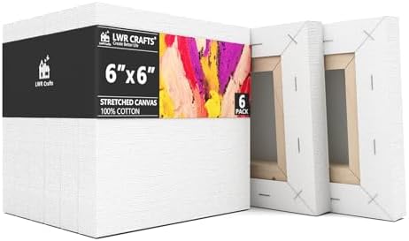 LWR CRAFTS Stretched Canvas 6" X 6" Pack of 6