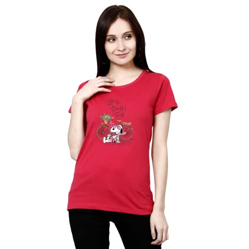 Image of Women's, Round Neck, Half-Sleeve, Printed, Cotton, Regular Fit, T-Shirt for Women