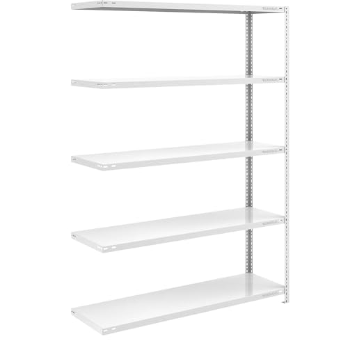 eurokraft | Lager-Schraubregal | RAL 7035 | mittelschwer | Regalhöhe 2000 mm | Bodenbreite 1300 mm | Tiefe 500 mm | Anbauregal