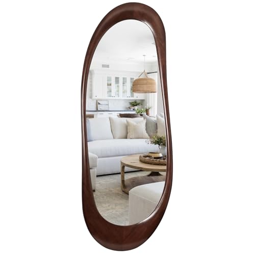 WallBeyond Asymmetrical Full Length Wooden Mirror, 22.5" x 63" Irregular