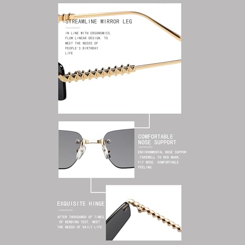 bullabulling Fashion Y2k Rimless Sunglasses for Men Women Vintage Small Narrow Rectangle Sun Glasses Shades 90s Eyewear3