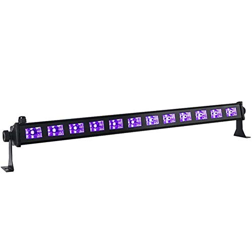 Black Lights, YeeSite 36W 12LEDs UV Blacklight Bar Glow in The Dark Party Supplies for Blacklights Party Body Paint Birthday Wedding Halloween Christmas Decoration Stage Lighting