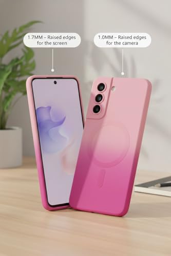 Image of amazon basics Gradient Mag-Safe Case for Samsung Galaxy S21FE 5G | Soft Silicone Shockproof Cover with Camera Protection | Slim Lightweight Design | Smooth Touch & Durable - Light and Dark Pink