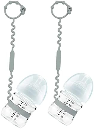 Yunaeduo Silicone Sippy Cup Leash for Baby - 2 Pack Sippy Cup Straps Food Grade Silicone - Keep Bottles and Sippy Cups Off The Floor - Keep Cups Sanitary, Dishwasher Safe - Gray