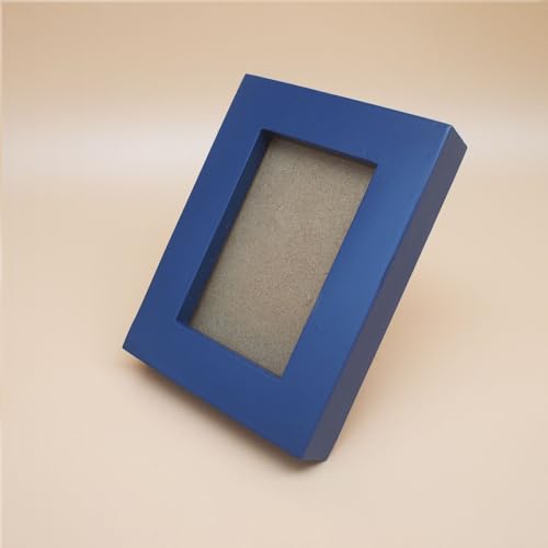 Image of 2x3 Picture Frame Solid Wood,Blue. Table Top or Wall Mount Photo Frames with Plastic Glass for 2x3 Inches Pictures, Modern Home Office Decor