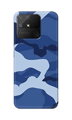 Image of Printed Hard Back Cover Case for Realme Narzo 50A Back Cover (Army Blue Pattern) -1302