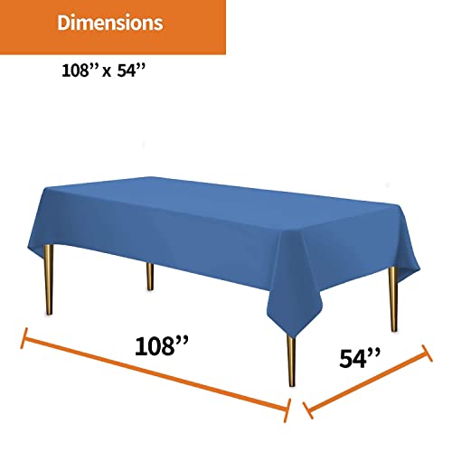 Image of Party Dimensions Blue Disposable Plastic Tablecloth for Rectangle Tables (48 Pack) Premium Decorative Table Cloths for Parties, Events & Weddings, Indoors & Outdoors, 54 x 108 inches