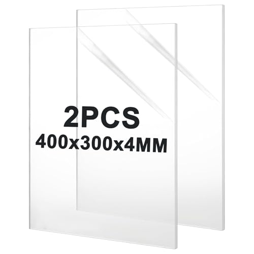 LOPYXBR 2 placas de cristal acrílico de 4 mm, 40 x 30 cm, lámina acrílica transparente, corte a medida, para decoración de Househld