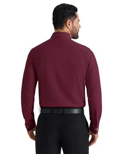 Image of Alimens & Gentle French Cuff Regular Fit Dress Shirts (Cufflink Included) | Office Work,Business Casual,Wedding,Formal Event,Interview,cufflink,Soft,Breathable,Polyester Cotton