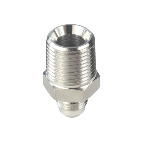 Image of HFS(R) 1 /2 inch NPT Male to 3 /8 inch JIC Male Adapter Flared Tube Fitting Pipe Connector Stainless Steel 304