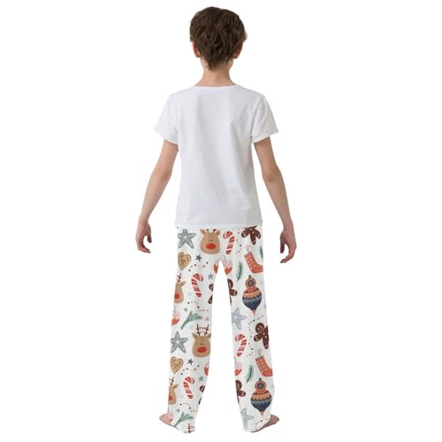 Boys' Pants Christmas Xmas Cute Deer Long Bottoms Jogger Pants Elastic Waist Trousers with Pockets S-XL3