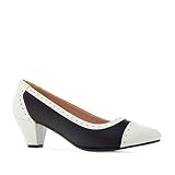  Andrés Machado - Salón en Soft Bicolor de Mujer con Horma clásica - AM5357 - Punta Redondeada - Tacón Ancho - Horma Ancho Especial - Negro y Blanco, EU 43