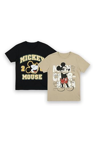 Disney Mickey Mouse Womens T-Shirt (2-Pack) Printed Design Short-Sleeve Casual Tops Soft Breathable Fabric Vibrant Character Artwork Relaxed Fit Everyday Wear