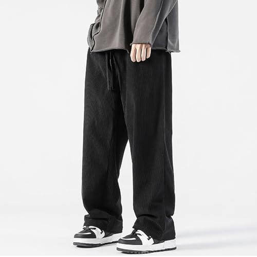 Corduroy Pants Men Wide Leg Baggy Slacks Elastic Waist Drawstring Casual Cargo Y2K Pants with Pockets2