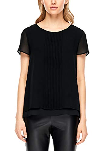 s.Oliver BLACK LABEL Damen Chiffon-Bluse im Layer-Look Black 44
