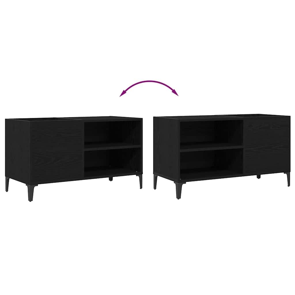 Hothingwell Meble winylowe Czarny dąb 84,5 x 38 x 48 cm, regał do przechowywania z drewna konstrukcyjnego do salonu, nowoczesny prostokątny design z miejscem do przechowywania płyt