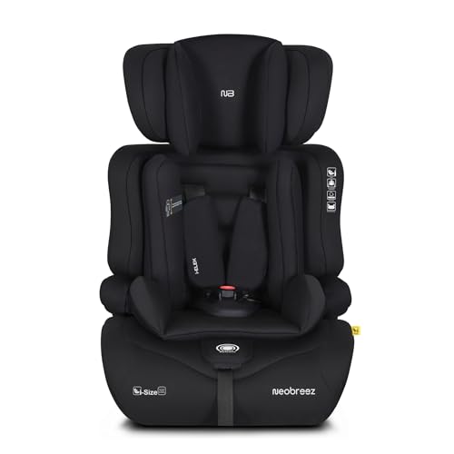 Neobreez i-ELEK 3 in 1 Universal Childrens i-Size Toddler Car Seat ECE R129 Group 1/2/3 High Back Booster Seat Adjustable Headrest 3-Point Safety Belt 5 Point Harness(9-36 kg 76-150 cm 9m to 12yrs)