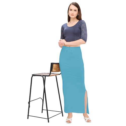 Image of DESI GIRL Cotton Lycra Stretchable Saree Shapewear Petticoat with Drawstring for Women | Fishcut Saree Petticoat with Side Slit for Easy Movement | Saree Shaper | Long inskirt