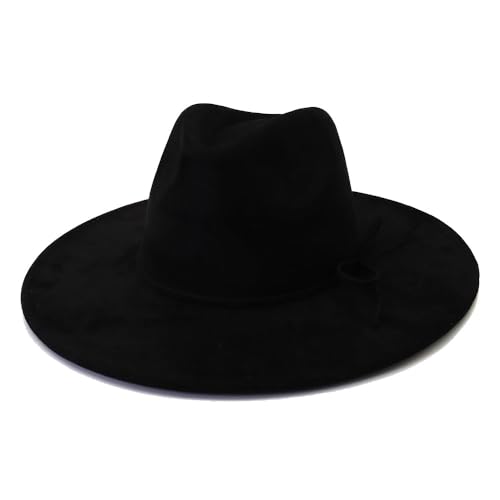 Image of Fedora Hats for Women Man with Big Wide Brim Classic Suede Panama Hat Western Outdoor hat