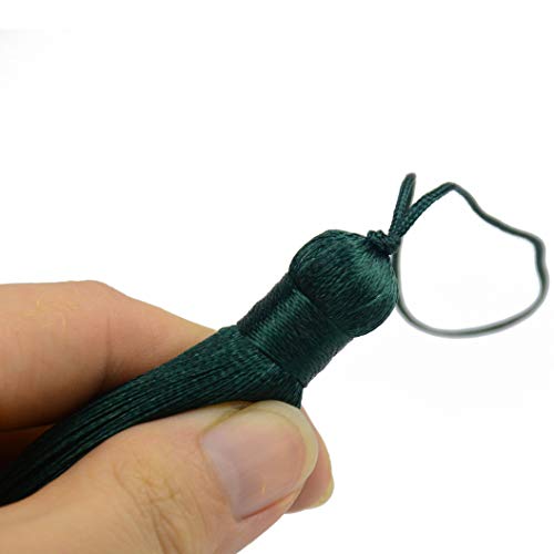 Makhry 8Pcs 16Cm/6.28 Inch Cute Chunky Tassels Soft Elegant Handmade Silky Floss Tassels With 2.75 Inch Cord Loop And Chinese Knot For Woman Earrings, Jewelry Making, Souvenir, (Green) #TOP1