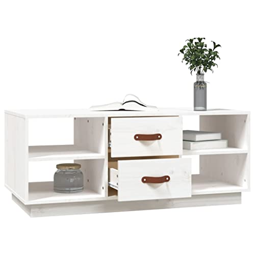 Table basse blanche en bois avec rangements pour optimiser un salon encombré - 5