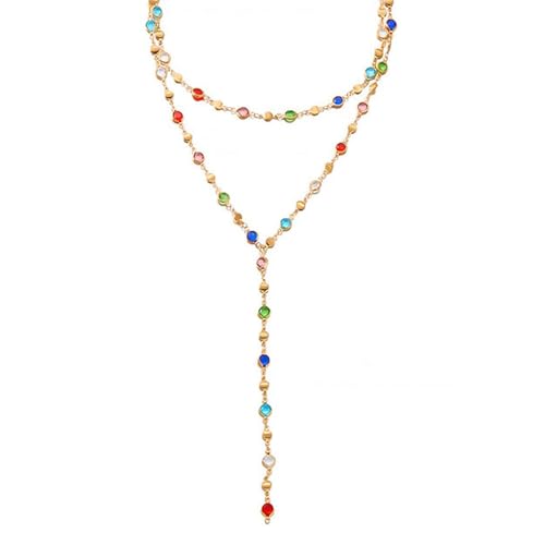Colorful Necklace for Women,Gold Body Chain Jewelry Long Multicolor Beaded Choker Necklaces Rhinestone Drop Necklace,Festival Jewelry Accessories Gift