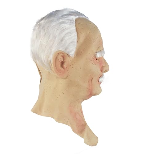 FA.cbj3 Máscara realista de homem velho para adultos, máscara de Halloween com cabelo, fantasia de i