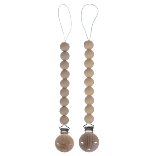 Image of Silicone Pacifier Clip Holder for Baby, Fits Most Pacifier Styles, BPA-Free, 2 Pack (Sand & Light Grey)