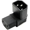 JSER IEC Male C14 to Up Direction Right Angled 90 Degree IEC Female C13 Power Extension Adapter 220V 10A Max