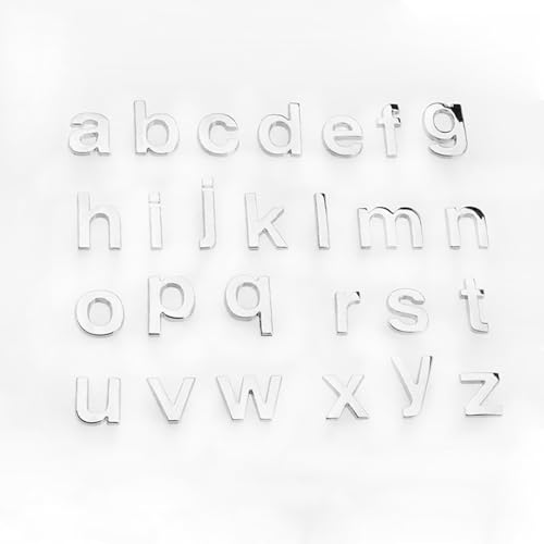 srasakan 車用 立体 エンブレム ステッカー 装飾 ドレスアップ 外装 パーツ アルファベット レター 小文字 ステッカー （シルバー, 26個入り）