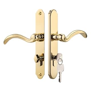 MaxxGeek Storm Door Handle Accessory Set fit Pella Storm Door Handle Replacement Part, with Key and Lock Cylinder, Mortise Lock Not Included (Polished Gold)