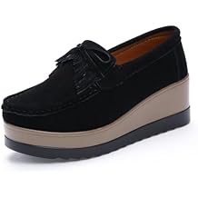 Womens Tassel Suede Wedge-Shaped Lefu Shoes Fashion Thick Sole Wedge Shaped Sneakers with Arch Support Wide Low Cut Wedge Shaped Casual Shoes