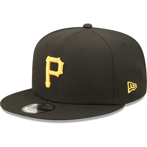 New Era Unisex-Adult MLB 9Fifty Team Color Primary Logo Adjustable Snapback Hat Cap One Size Fits All - Pittsburgh Pirates Black