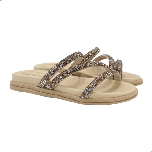 Rasteira Papete Três Tiras Strass Beira Rio 8488.108 (36, Camel)